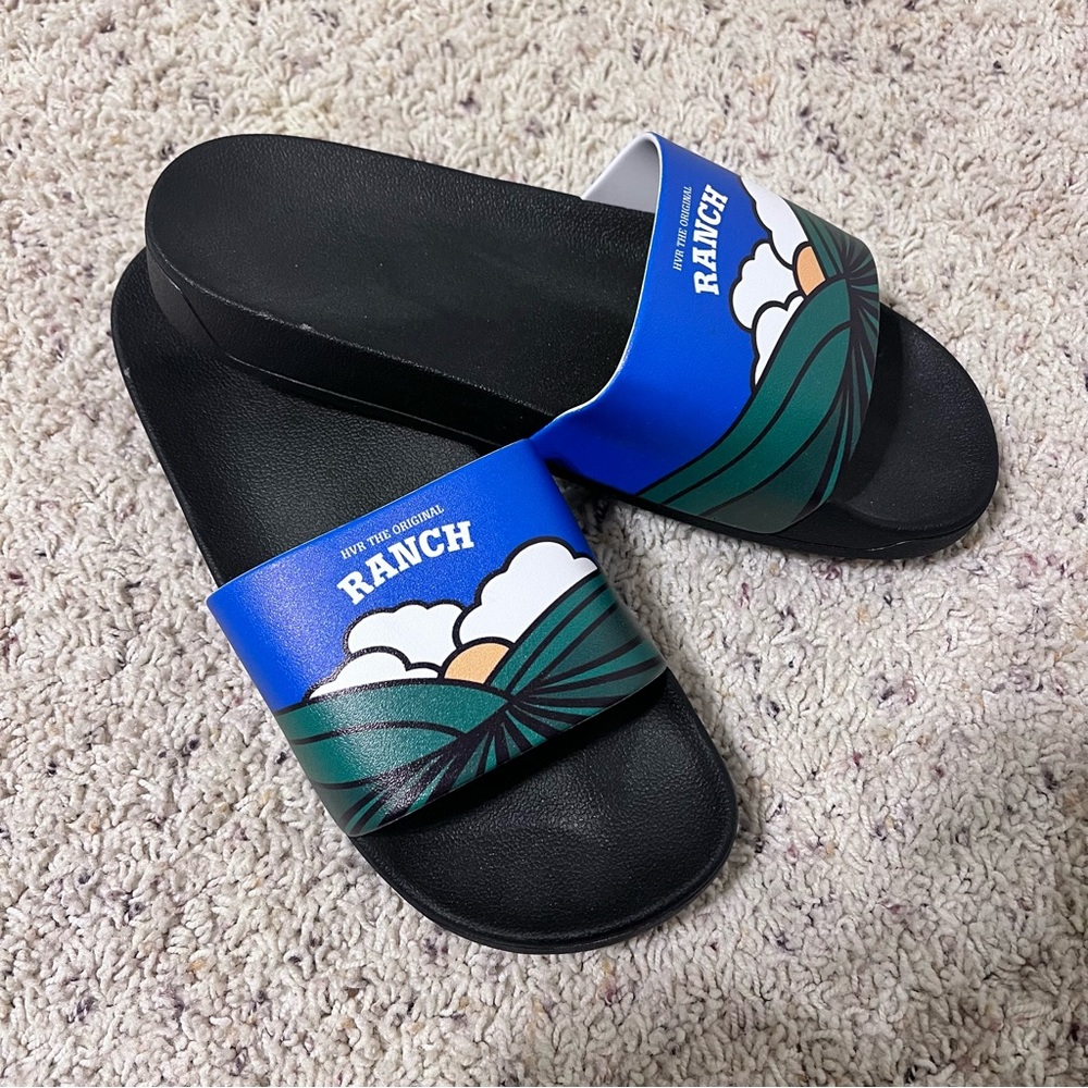 NWOT Slides. NWOT Sandals. Hidden Valley ranch sandals.